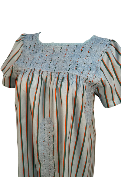 Liliana Light Blue Striped Short Dress