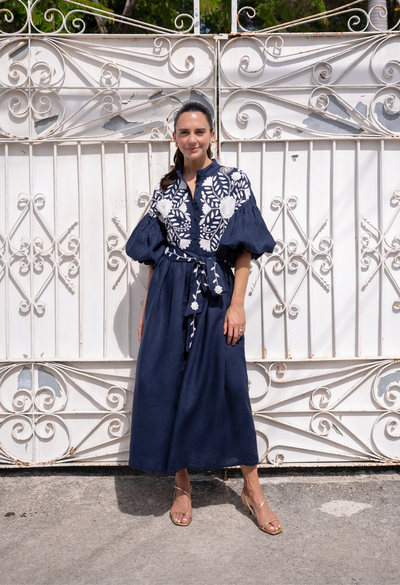 Francisca Azul Marino Midi Dress