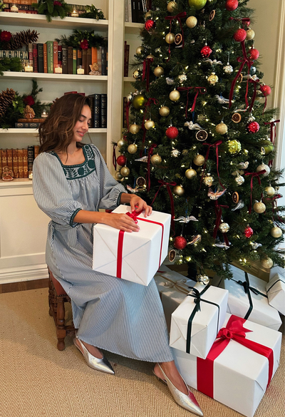 Marta Green Striped Midi Dress