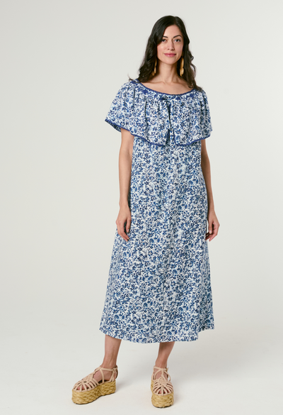Marisol Azul Marino Midi Dress