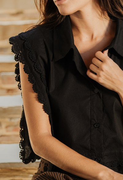 Nina Blouse Blouse Nina Black Crochet Blouse Nina Black Crochet Blouse