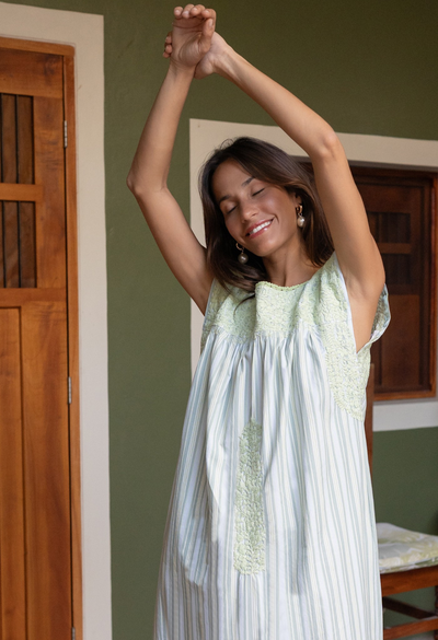 Flores Midi Dress Dress Flores Teal Stripe Midi Dress Flores Teal Stripe Midi Dress