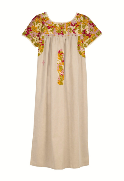 sachin and babi light blue dress 1970's Hand Embroidered Navy Blue Oaxacan Mexican Dress – Modig main image 1