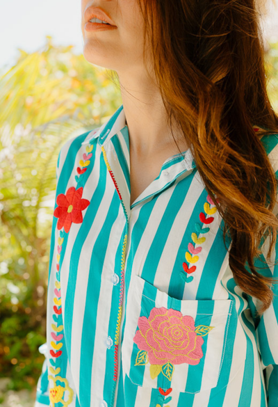 Isla Short Dress Dress Isla Turquoise Wide Stripe Short Dress Isla Turquoise Wide Stripe Short Dress