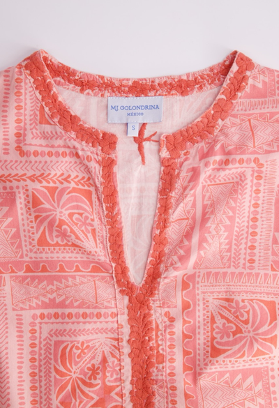 Leona Midi Dress Dress Leona Coral Block Print Midi Dress Leona Coral Block Print Midi Dress
