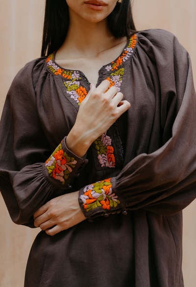 Azura Short Dress Blouse Azura Brown Blouse Azura Brown Blouse
