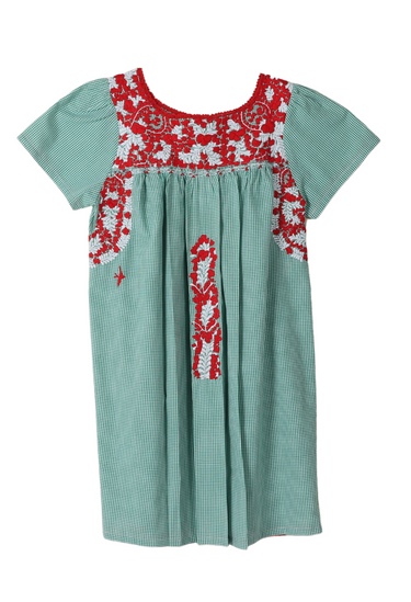 Liliana Verde Gingham y Rojo