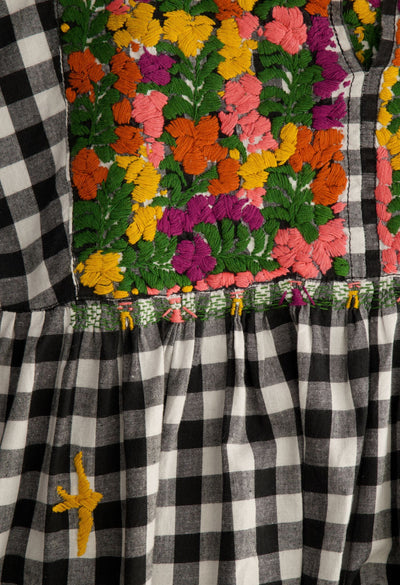 Violeta Long Dress Dress Violeta Autumn Gingham Long Dress Violeta Long Dress | Hand-Embroidered Gingham | Mi Golondrina
