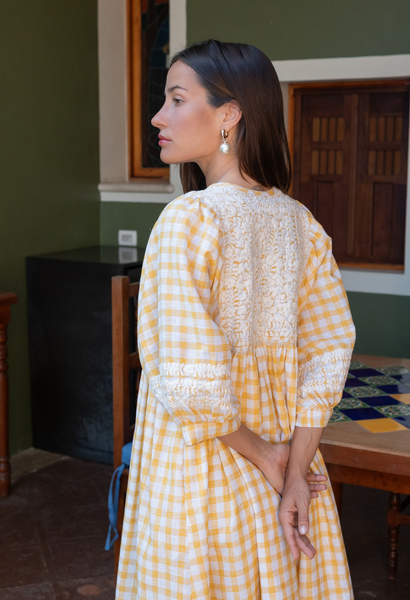 cotton gingham dress Unique Vintage Blue & White Bobbie Swing XL/14 oversized fit 100% cotton that moves with you Clever lining for seamless day Dorothy Cotton Gingham Dress