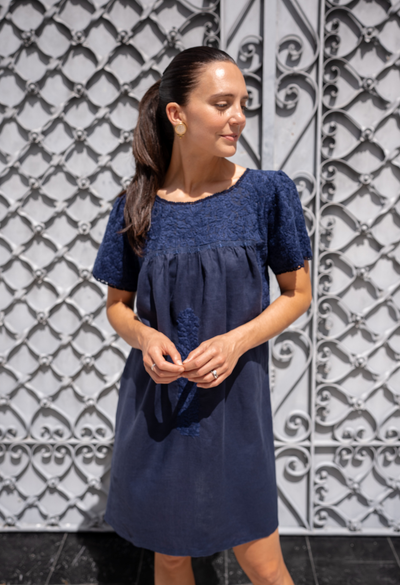 Liliana Azul Marino Short Dress