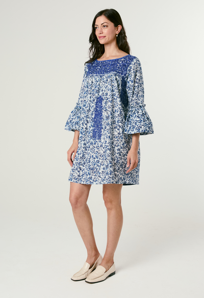 Leona Azul Floral Short Dress