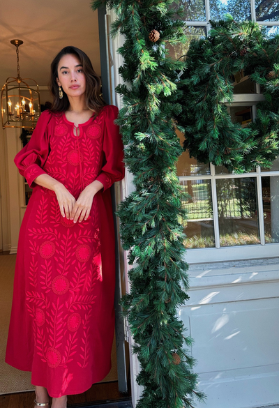 Adela Red Midi Dress