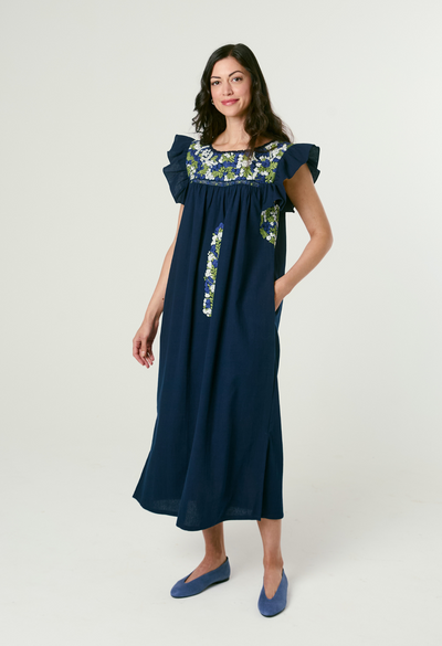 Soledad Azul Marino Midi Dress
