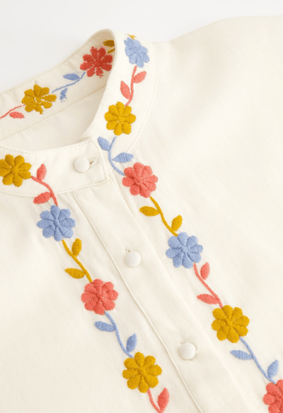 Francisca Blouse Blouse Francisca Cream, Coral, and Blue Blouse Francisca Cream, Coral, and Blue Blouse