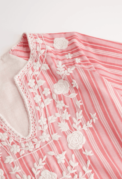 Malena Caftan Dress Dress Malena Caftan Coral Stripes Malena Caftan Coral Stripes