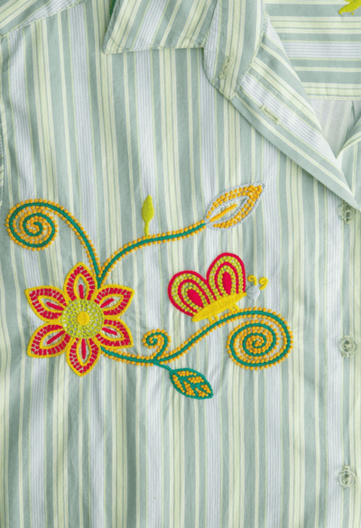 Isla Blouse Blouse Isla Teal Stripe Primavera Blouse Isla Teal Stripe Primavera Blouse