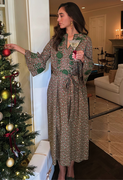 Leona Green Floral Midi Dress