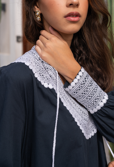 Beatriz Navy and Ivory Short Dress