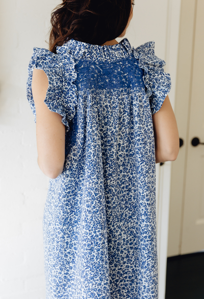 Olivia Blue Floral Short Dress