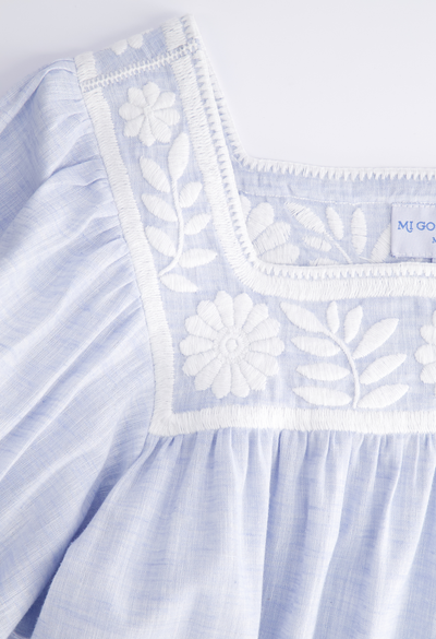 Maria Short Dress Dress Maria Light Blue and White Short Dress Maria Light Blue and White Short Dress