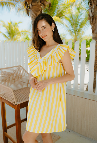 Andrea Short Dress Dress Andrea Wide Stripe Yellow Short Dress Andrea Wide Stripe Yellow Short Dress