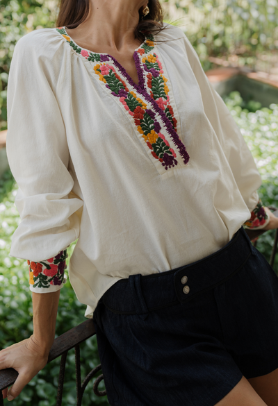 Azura Blouse Blouse Azura Ivory Harvest Floral Blouse Azura Ivory Harvest Floral Blouse