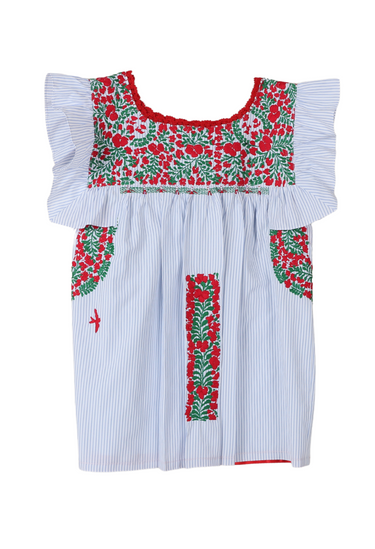 Soledad Rayas Azules y Verde Rojo Floral