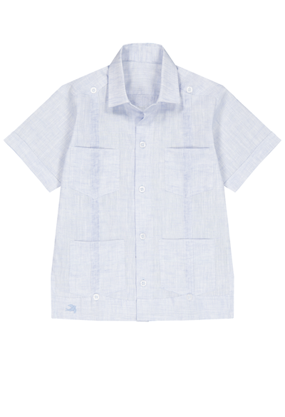 Classic Boy Guaybaera Childrens Classic Boy Light Blue Square Edge Guayabera Classic Boy Light Blue Square Edge Guayabera