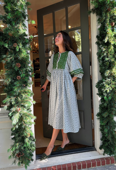 Violeta Green Floral Midi Dress