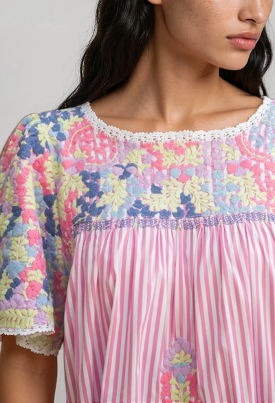 Julieta Specialty Midi Dress Dress Julieta Pink Stripe Midi Dress Julieta Pink Stripe Midi Dress | Mi Golondrina