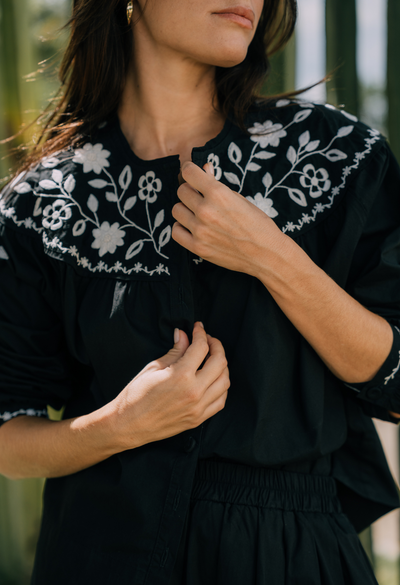 Thalia Blouse Blouse Thalia Black and Ivory Blouse Thalia Black and Ivory Blouse