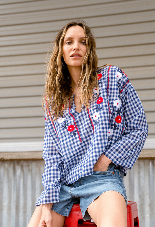 Alejandra Azul Marino Gingham