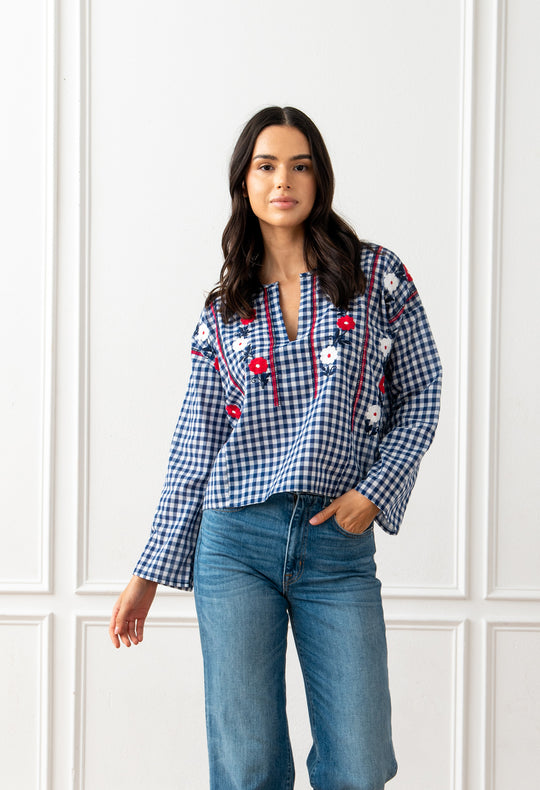 Alejandra Azul Marino Gingham