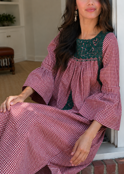 Leona Midi Dress Dress Leona Red Gingham Midi Dress Leona Red Gingham Midi Dress | Mi Golondrina