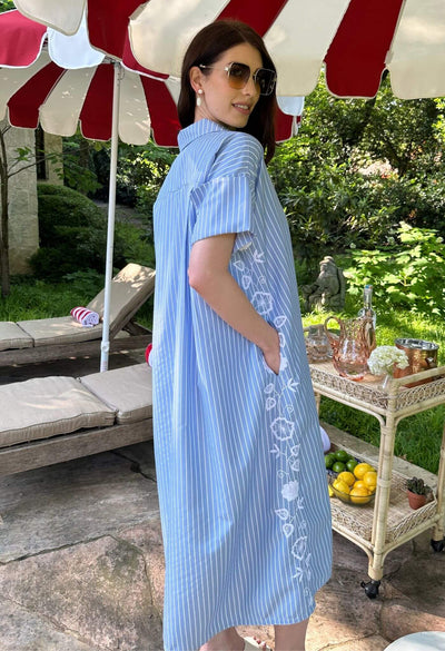 Emilia Rayas Azules Midi Dress