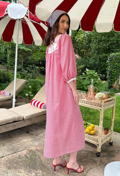 Marta Roja Gingham Midi Dress