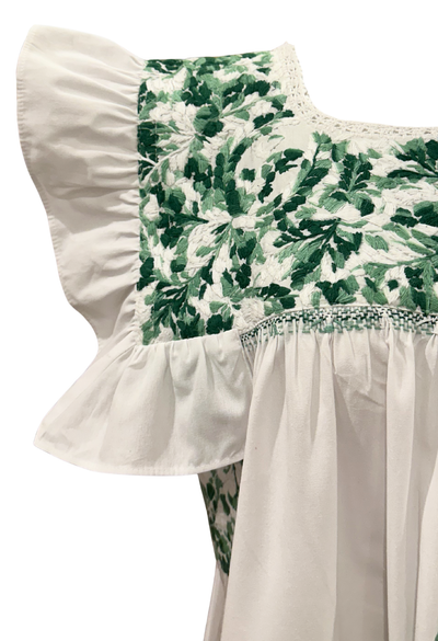 Soledad Short Dress Dress Soledad White and Green Short Dress Soledad White and Green Short Dress