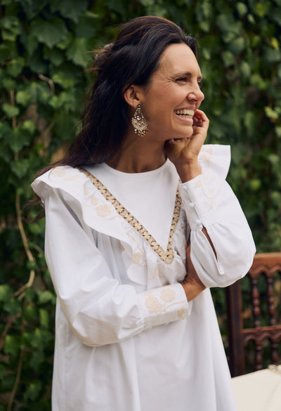 Valentina Blanca y Beige Short Dress