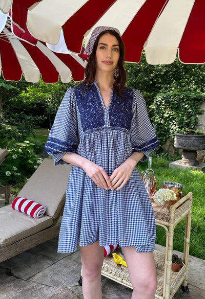 Violeta Azul Gingham Short Dress