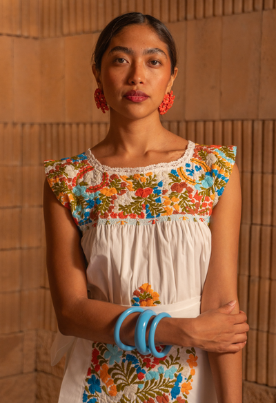 Flores White Embroidered Blouse