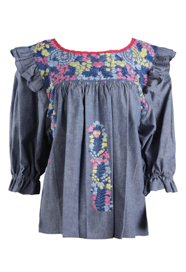 Fernanda Blouse Blouse Fernanda Nube Rosa Celeste Azul y Limon