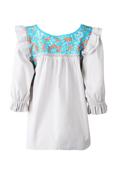 Fernanda Blouse Blouse Fernanda Nublado Turqesa y Marron