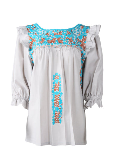 Fernanda Blouse Blouse Fernanda Nublado Turqesa y Marron