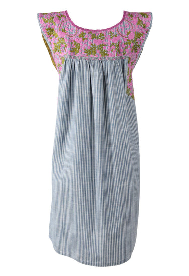 Flores Short Dress Dress Fin Magenta y Oliva