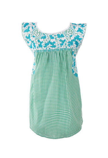 Flores Blouse Blouse Small Rana Nieve y Turquesa