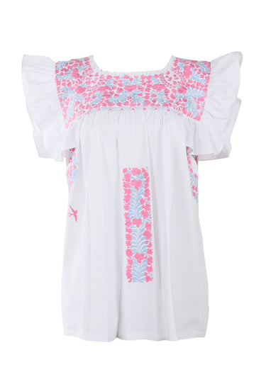 Soledad Blouse Blouse Large Soledad Blanca Rosa y Celeste