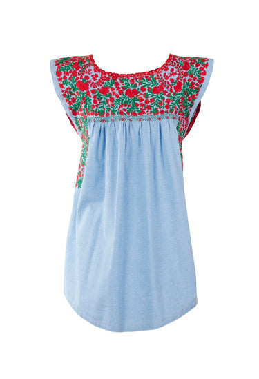Flores Blouse Blouse Angel Tomate y Verde