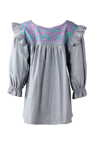 Fernanda Blouse Blouse Fernanda Dos Purpura y Turqesa