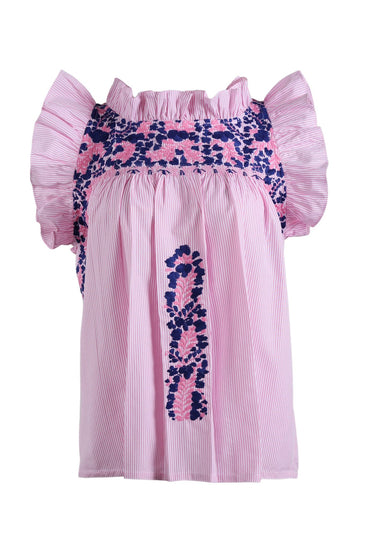 Olivia Blouse Blouse Olivia Pastel Rosa y Marino
