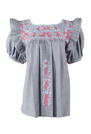 Renata Blouse Blouse Renata Dos Celeste y Coral